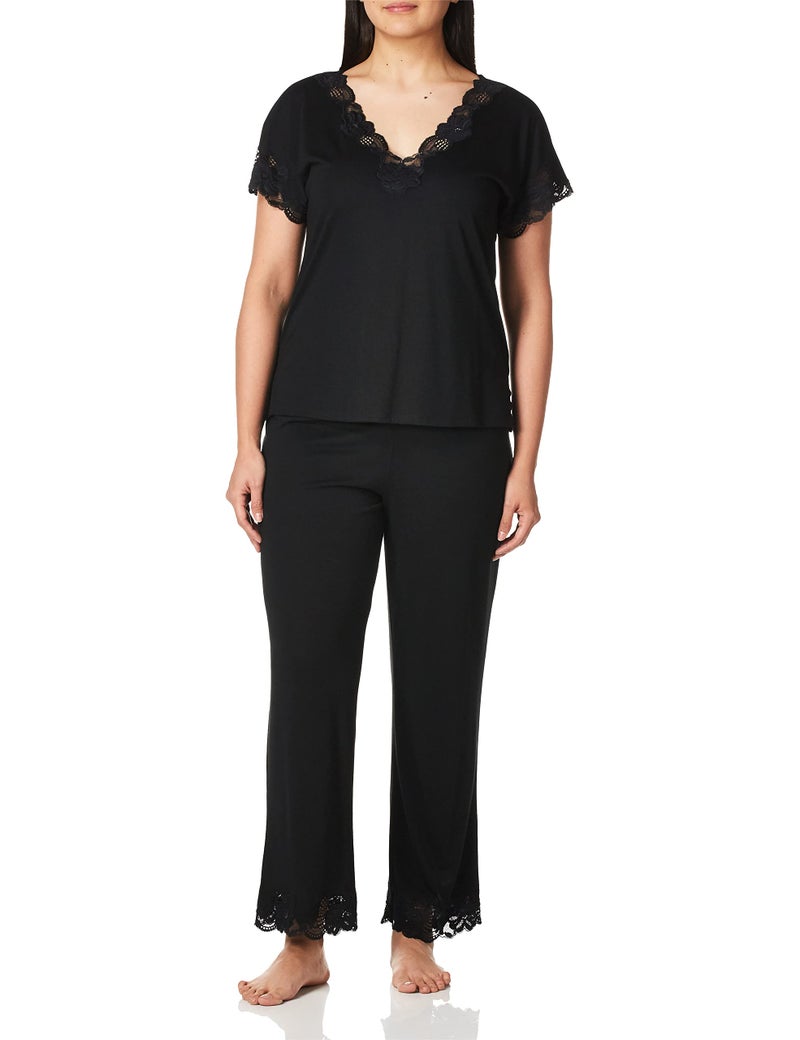 Natori Women's Zen Floral Pajama, Black, Medium - Image 1